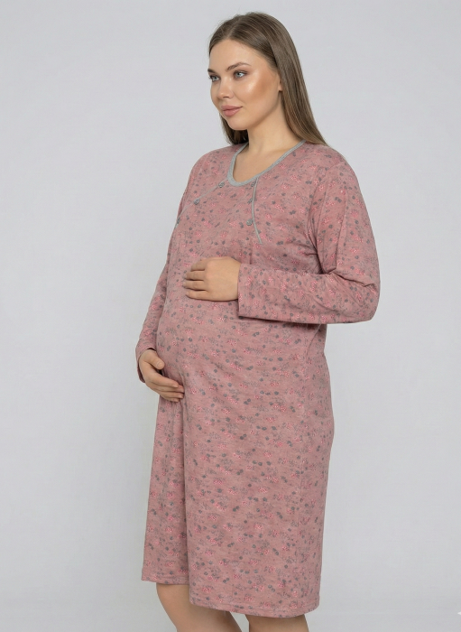 Camasa de Noapte pentru Gravide bumbac, deschidere pentru Alaptare corai marimi mari 3277 [2]
