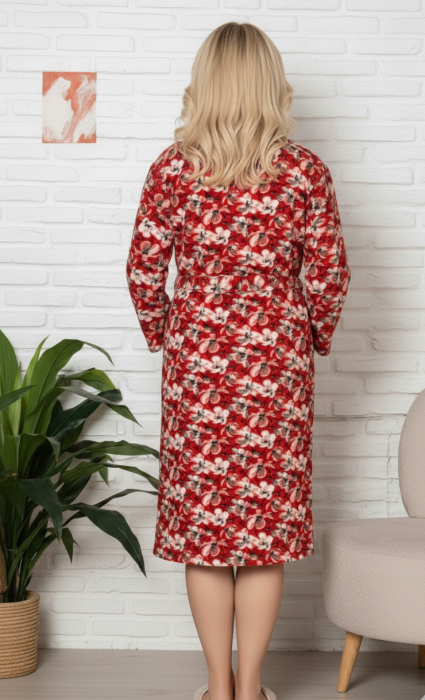 Capot de casa pentru femei maneca lunga si buzunare, cordon in talie 8011 [2]