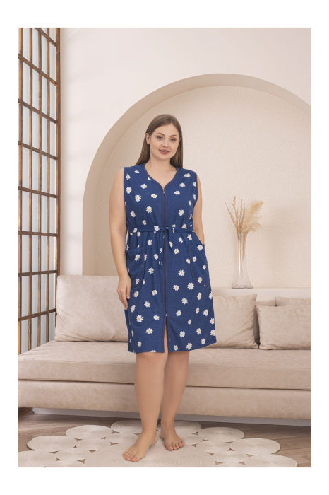 Capot de Casa tip Halat dama, cu imprimeu floral, fermoar si buzunare 8031 [4]