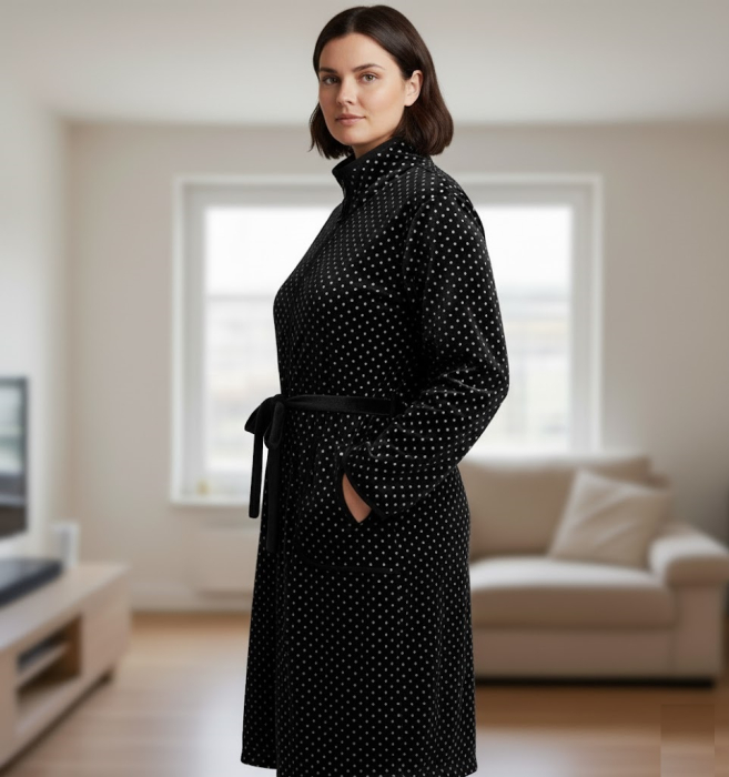 Capot de Dama Elegant din Catifea Calduroasa, Marimi Mari, negru [2]