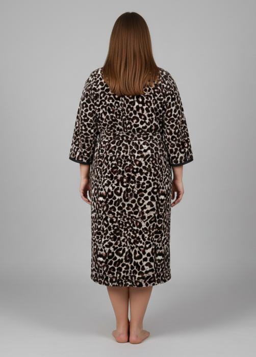 Capot de Dama Elegant din Catifea fina, Marime Mare, buzunare si fermoar floral negru/animal print [2]