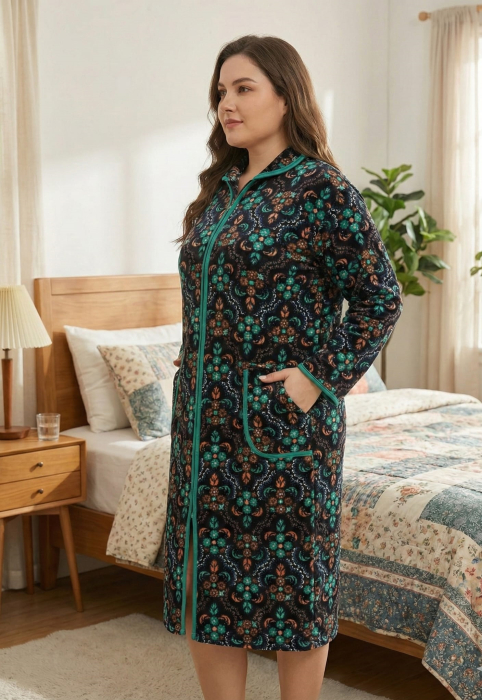 Capot de Dama Elegant din Catifea fina, Marimi Mari, buzunare si fermoar multicolor [2]