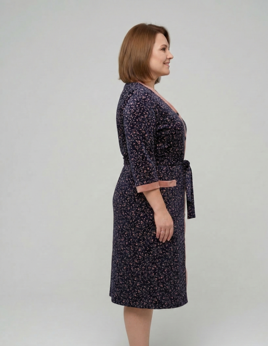 Capot de Dama Elegant din Catifea fina, marimi mari, fermoar, buzunare maro [3]