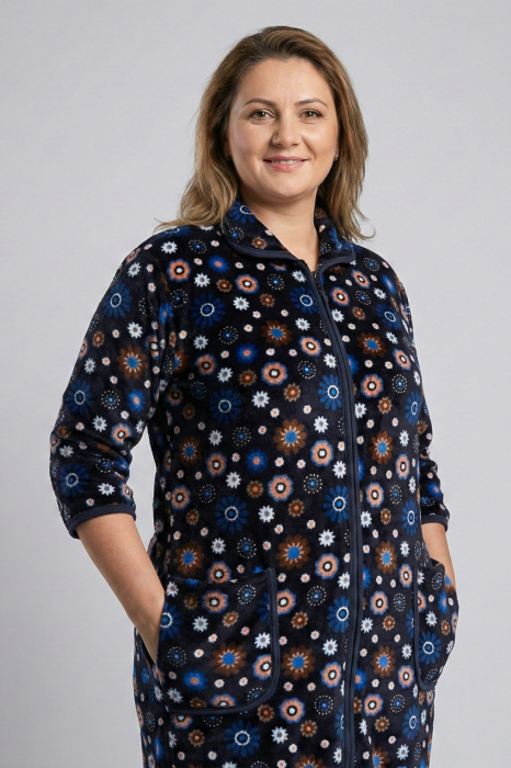 Capot de Dama Elegant din Catifea fina, marimi mari, fermoar, buzunare multicolor [2]