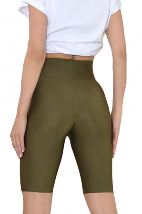 Colanti scurti fitness, dama, lycra, talie inalta, elastici, Verde forest [7]
