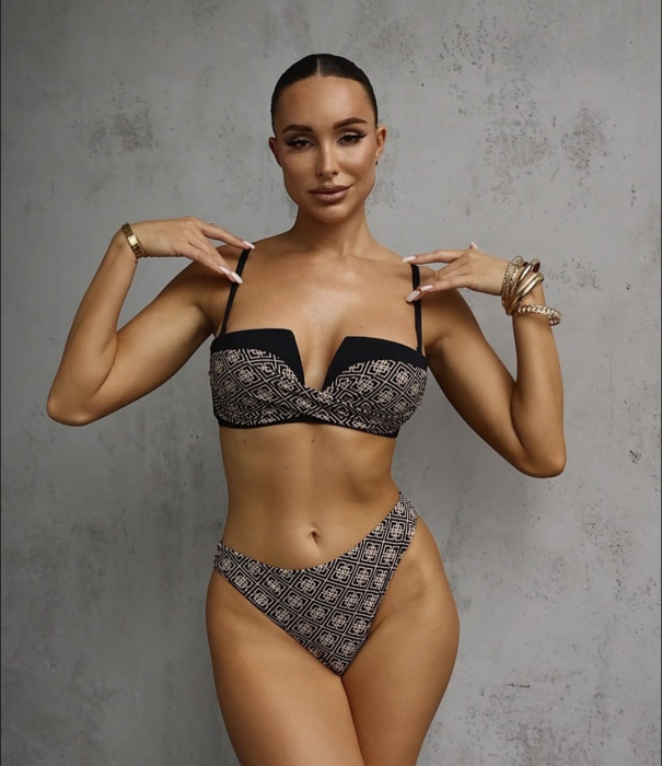 Costum baie dama 2 piese Luv II y9100 negru/bej [7]