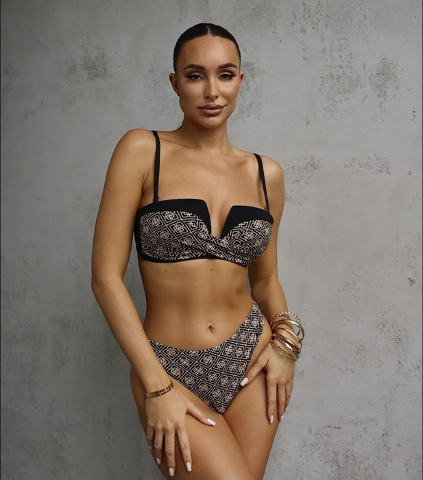 Costum baie dama 2 piese Luv II y9100 negru/bej [5]
