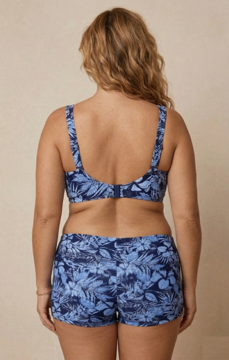 Costum baie dama 2 piese, marime mare, slipi tip pantaloni scurt  alb/negrum5007-6 [2]