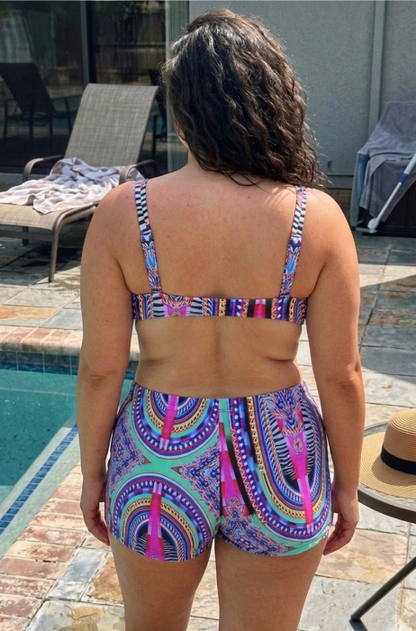 Costum baie dama 2 piese, marime mare, slipi tip pantaloni scurt  mosayc m5007 [2]