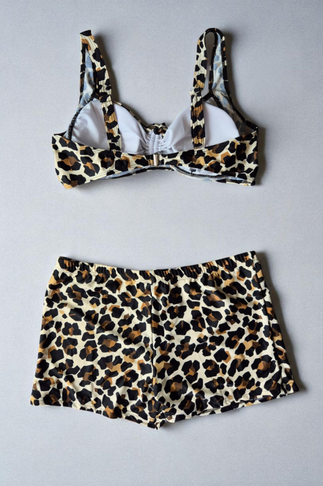 Costum baie dama 2 piese, marime mare, slipi tip pantaloni scurti, animal print camuflaj f2502 [2]
