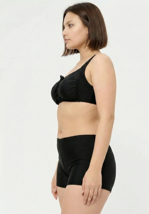 Costum baie dama 2 piese, marime mare, slipi tip pantaloni scurti, negru 22098 [2]