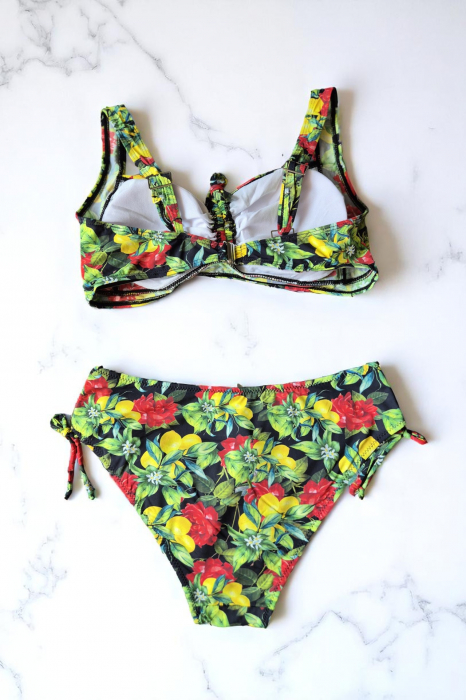 Costum baie dama 2 piese, sutien bustiera slip clasic cu snur, Lemon summer 06929 [3]
