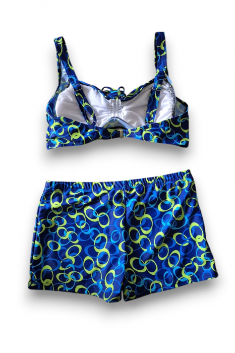 Costum baie dama 2 piese, marime mare, slipi tip pantaloni scurti, sutien bustiera blue, Ariana f2502 [3]