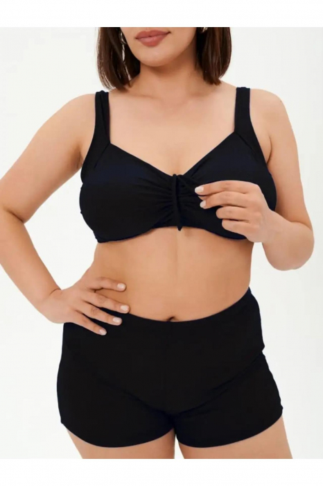 Costum baie dama 2 piese, marime mare, slipi tip pantaloni scurti, negru m5201 [3]