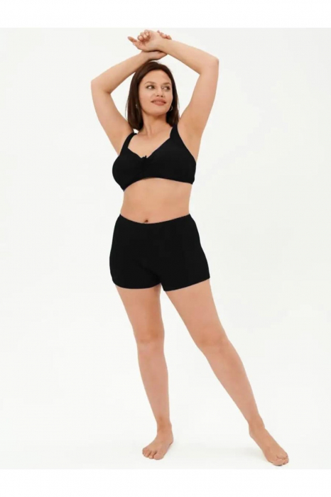 Costum baie dama 2 piese, marime mare, slipi tip pantaloni scurti, negru m5201 [6]