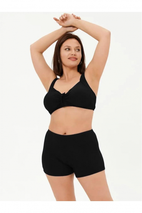 Costum baie dama 2 piese, marime mare, slipi tip pantaloni scurti, negru m5201 [7]
