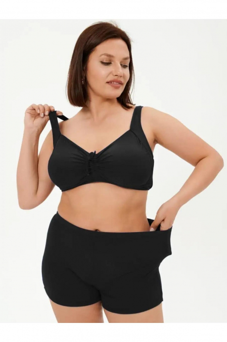 Costum baie dama 2 piese, marime mare, slipi tip pantaloni scurti, negru m5201 [8]