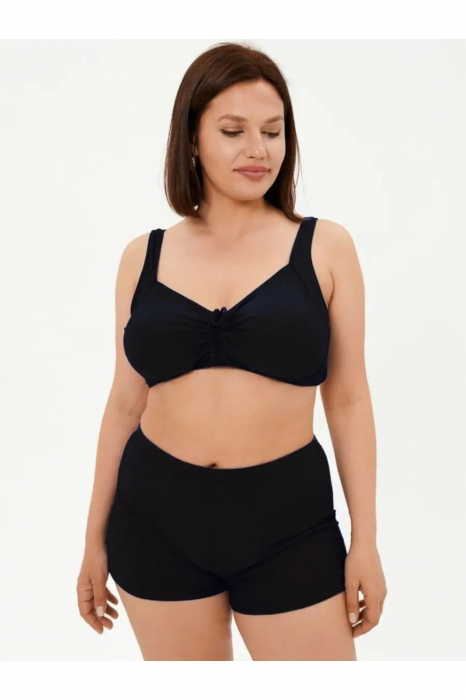 Costum baie dama 2 piese, marime mare, slipi tip pantaloni scurti, negru m5201 [4]