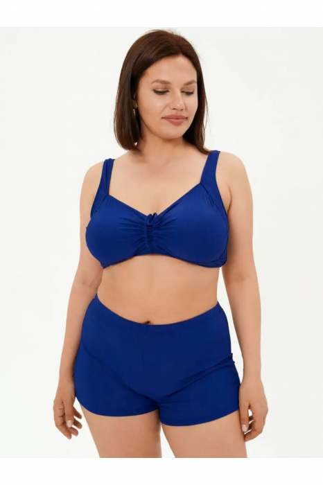 Costum baie dama 2 piese, marime mare, slipi tip pantaloni scurti, bleumarin 22098 [4]