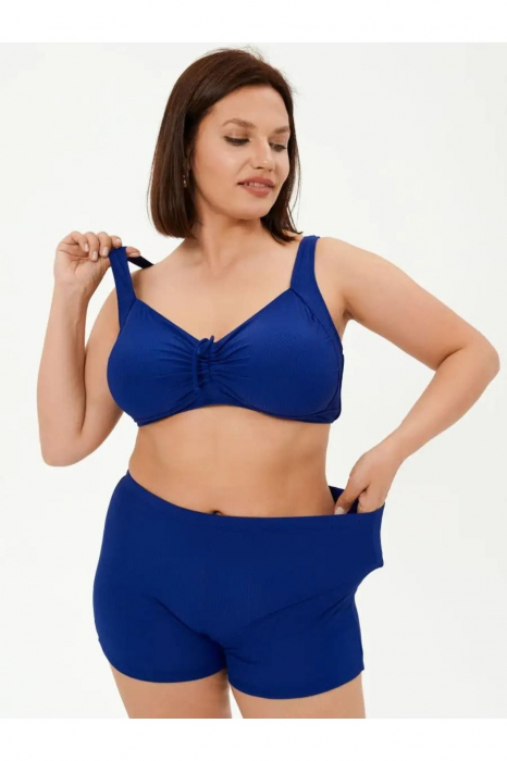 Costum baie dama 2 piese, marime mare, slipi tip pantaloni scurti, bleumarin 22098 [5]