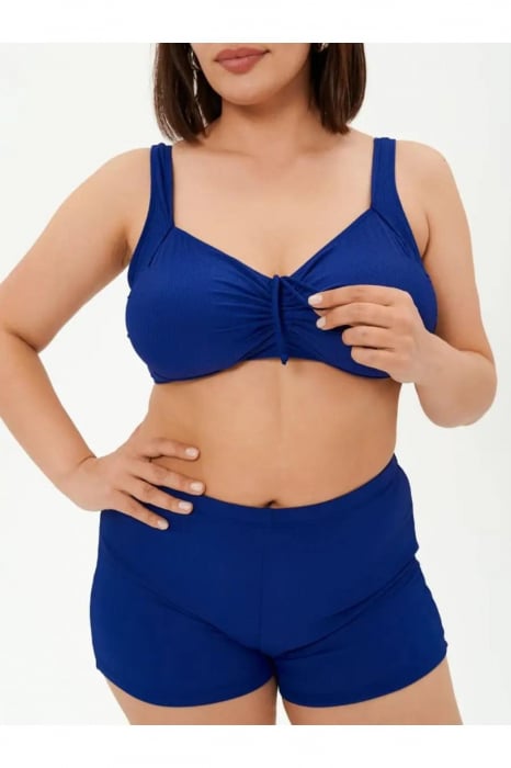 Costum baie dama 2 piese, marime mare, slipi tip pantaloni scurti, bleumarin 22098 [2]