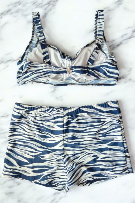 Costum baie dama 2 piese, marime mare, slipi tip pantaloni scurti, zebra wild f2502 [2]