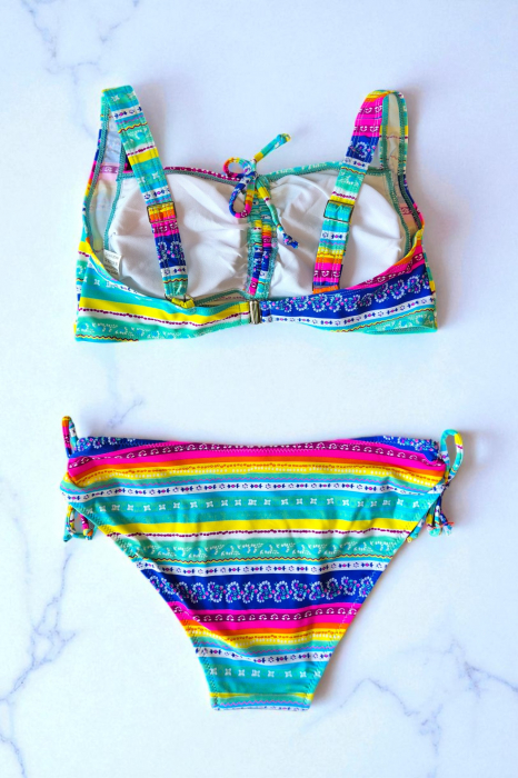 Costum baie dama 2 piese, sutien bustiera slip clasic cu snur, mosayc summer 06929 [3]