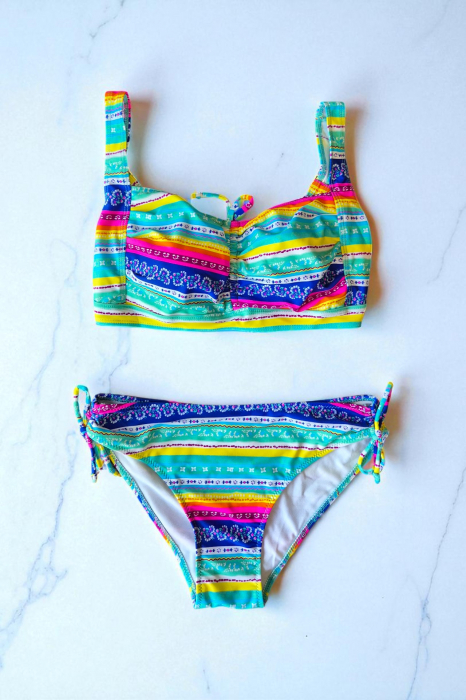 Costum baie dama 2 piese, sutien bustiera slip clasic cu snur, mosayc summer 06929 [2]