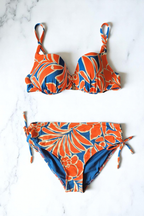 Costum baie dama doua piese, marime mare, orange Santorini Lm064 [2]