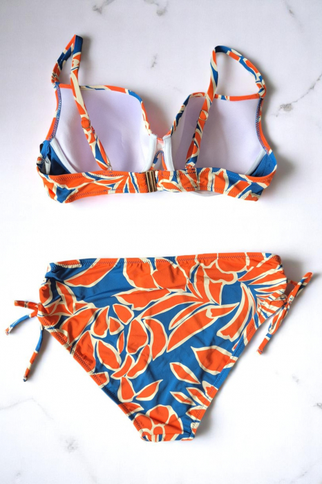 Costum baie dama doua piese, marime mare, orange Santorini Lm064 [3]