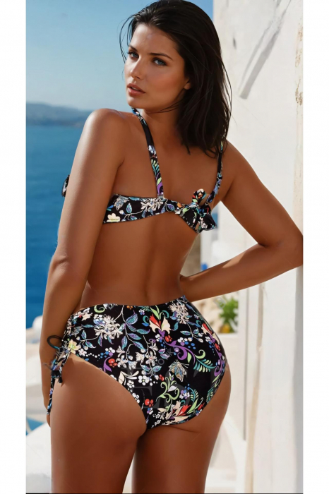 Costum de baie doua piese, marime mare, imprimeu floral, multicolor, Aqua Palm embody.ro [2]