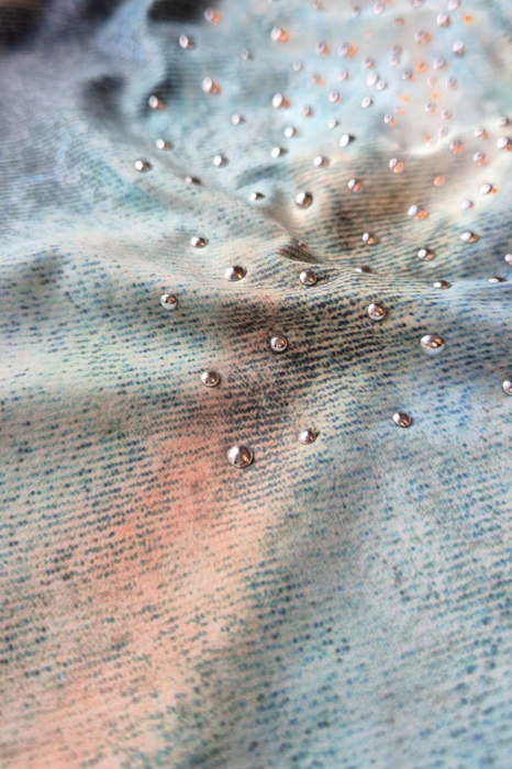 Costum baie intreg, cu aplicatii pietre, imprimeu denim, albastru deschis, Summer Shine [3]
