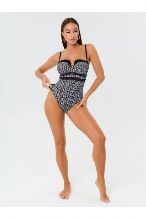 Costum baie intreg dama cu efect modelator, Luv y9101 negru/alb [5]