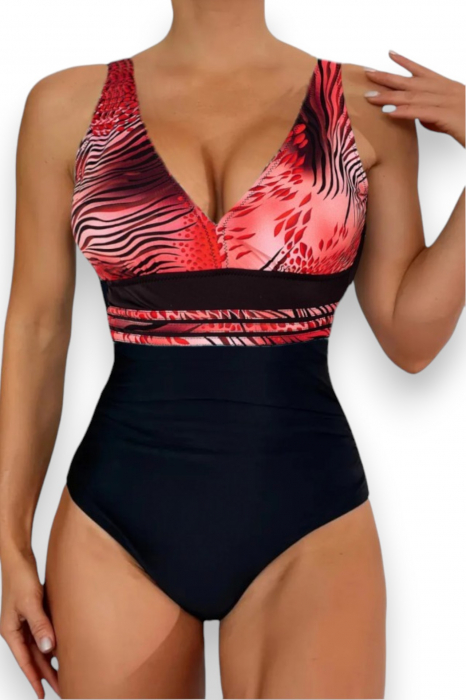 Costum baie intreg dama cu efect modelator, rosu, Aqua marine embody.ro [3]