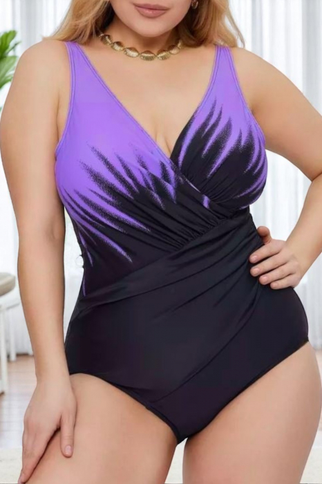 Costum baie intreg modelator dama marime mare, Summer Fire, mov [5]