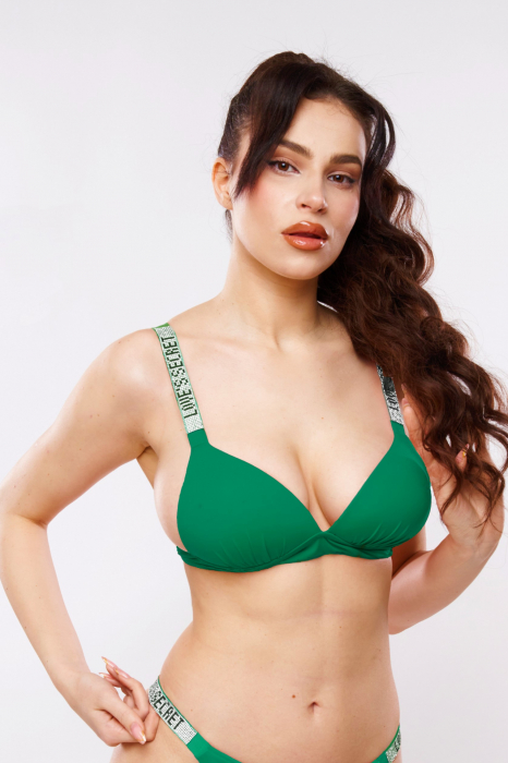 Costum de baie push-up, verde, cu aplicatii Love's secret, slip semidecupat, Embody Star, embody.ro [4]
