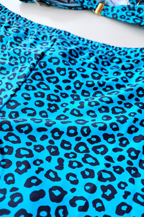 Costum de baie 2 piese, marime mare, slip pantaloni scurti, sutien bustiera, albastru, Lora embody.ro [4]