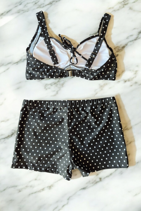 Costum de baie 2 piese, marime mare, cu slipi tip pantaloni scurti, sutien bustiera-embody.ro [3]