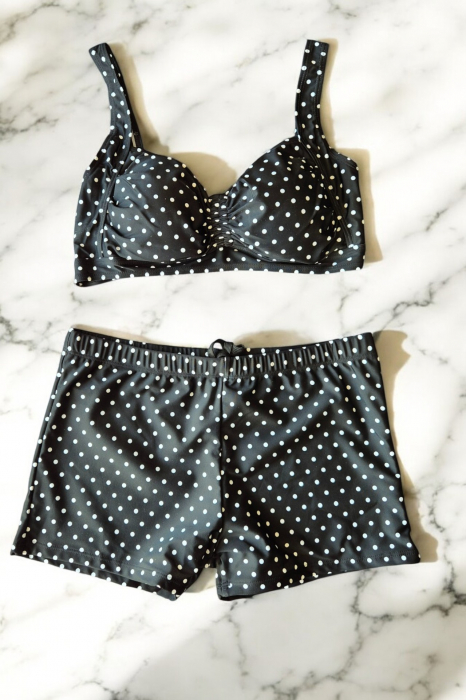 Costum de baie 2 piese, marime mare, cu slipi tip pantaloni scurti, sutien bustiera-embody.ro [2]