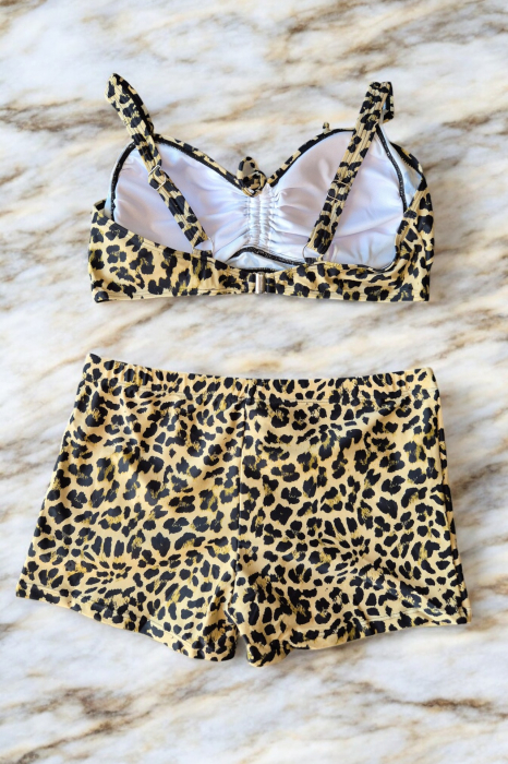Costum de baie 2 piese, marime mare, cu slipi tip pantaloni scurti, sutien bustiera-embody.ro [3]