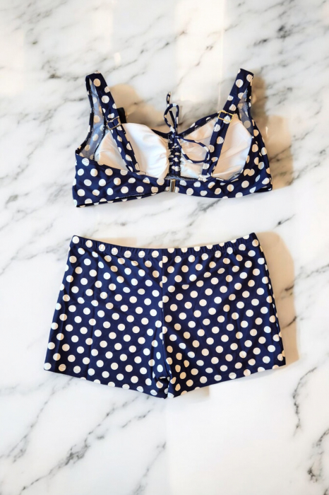 Costum de baie 2 piese, marime mare, cu slipi tip pantaloni scurti, sutien bustiera, embody.ro [3]