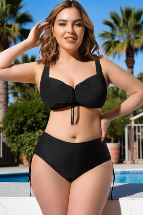 Costum de baie 2 piese, marime mare, slipi tip pantaloni scurti, sutien bustiera m5203/5204 [3]