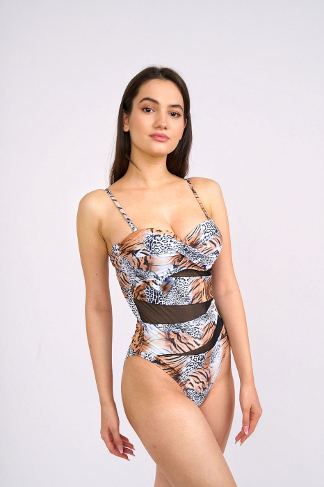 Costum de baie intreg, maro, imprimeu animal print, dama, Sexy Savanna, embody.ro [4]
