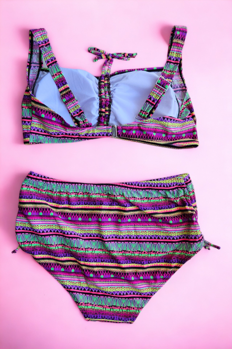 Costum de baie  dama ,2 piese, marime mare, multicolor, Mozaic, embody.ro [3]
