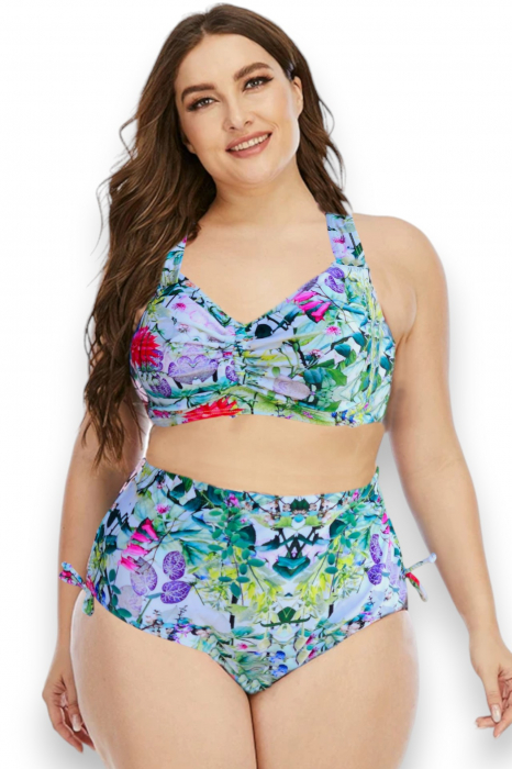 Costum de baie dama ,2 piese, marime mare, multicolor, Havana flowers, embody.ro [4]
