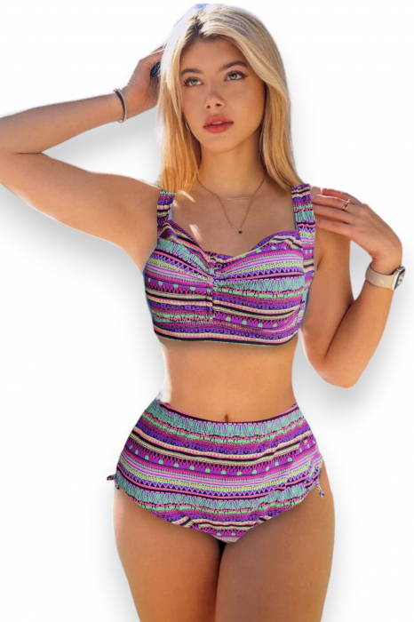 Costum de baie  dama ,2 piese, marime mare, multicolor, Mozaic, embody.ro [4]