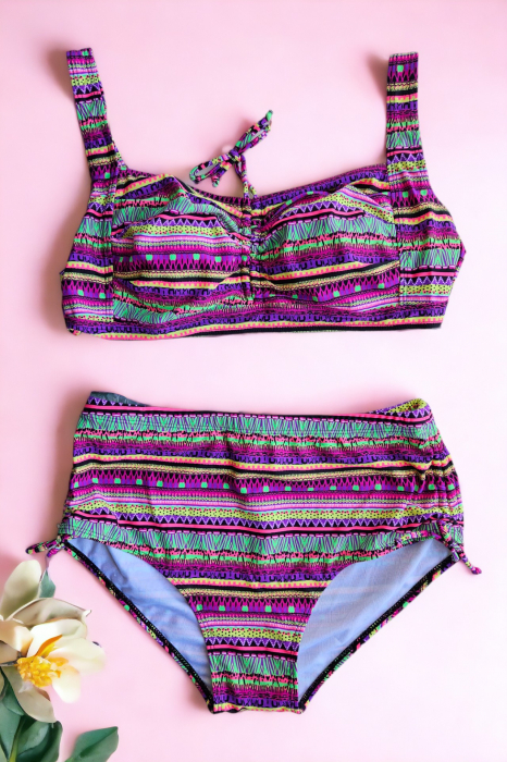 Costum de baie  dama ,2 piese, marime mare, multicolor, Mozaic, embody.ro [2]