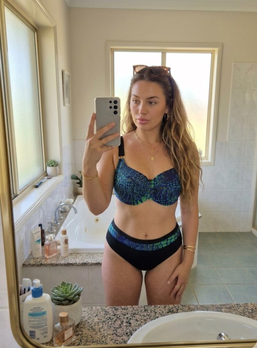 Costum de baie dama 2 piese, marime mare, albastru/negru aqua blue y9105 [2]