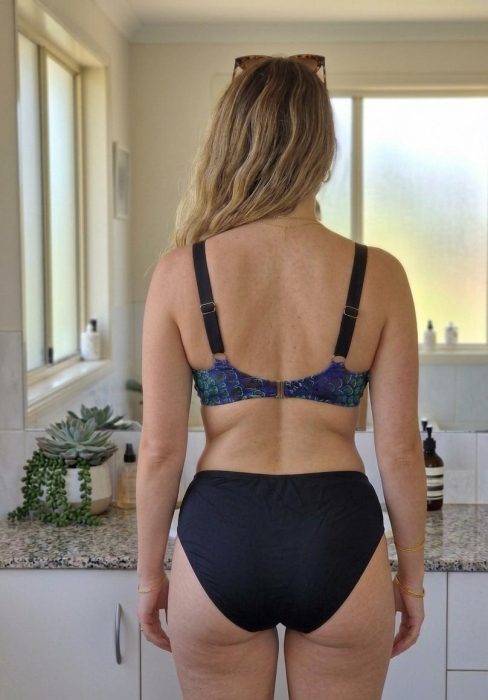 Costum de baie dama 2 piese, marime mare, albastru/negru aqua blue y9105 [3]