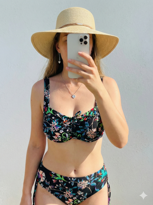 Costum de Baie Doua Piese Floral Negru – 5002 [3]